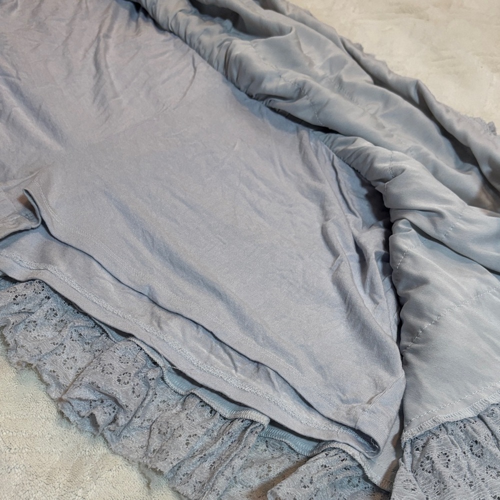 AE High Waisted Ruffle Light Blue Mini Skort - Picture 7 of 14